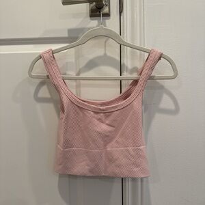 Pink Ribbed Niki Bikini Crop Top